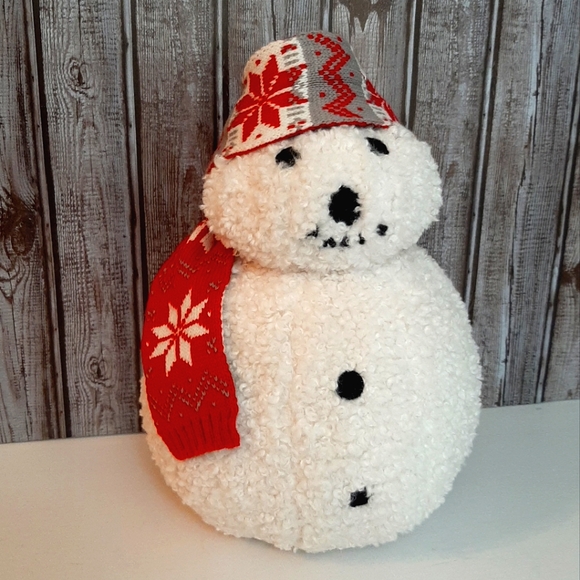 Pottery Barn Cozy Archie Snowman Shaped Pillow Holiday Christmas - Picture 3 of 16